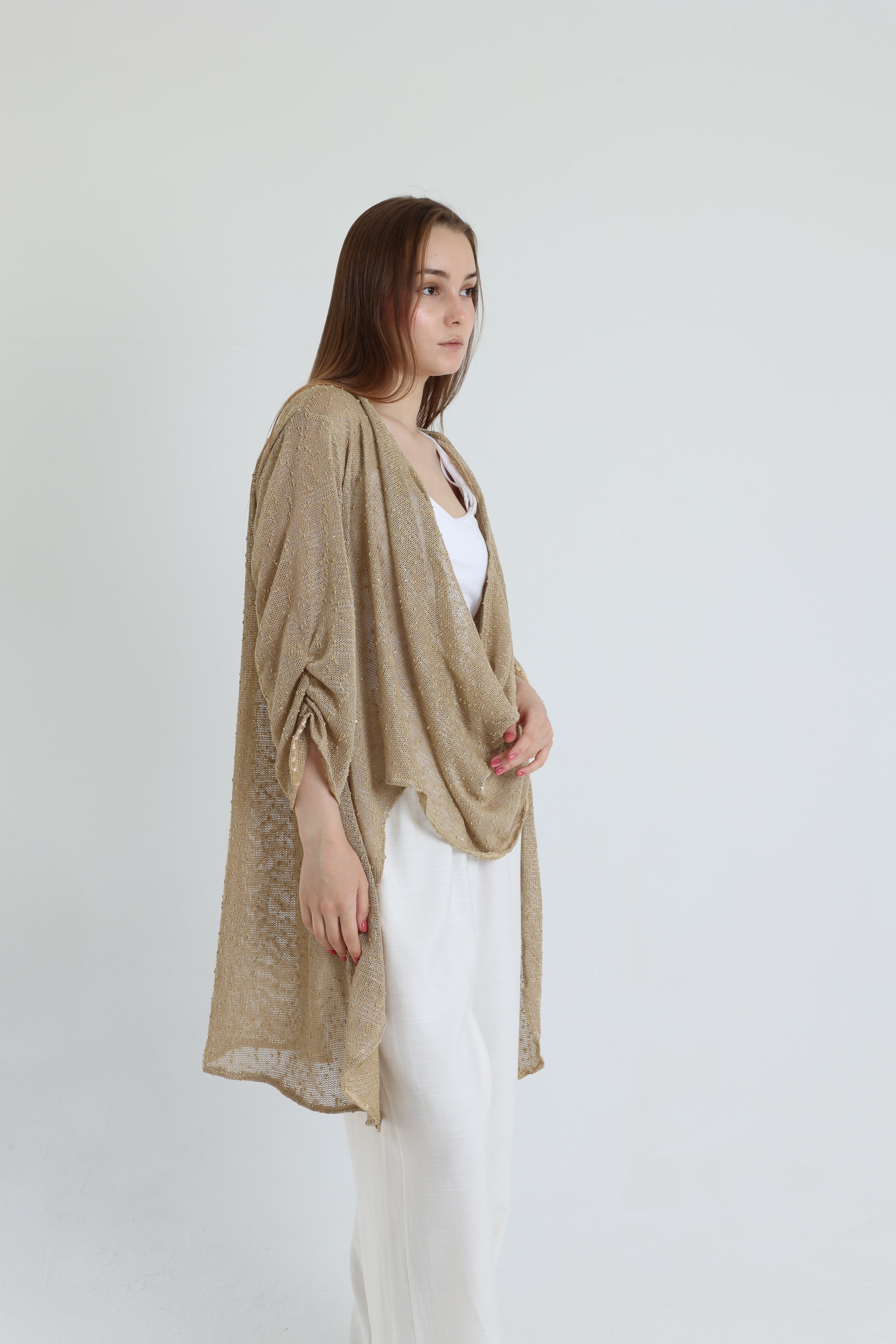 Caffe mesh high-low blouse