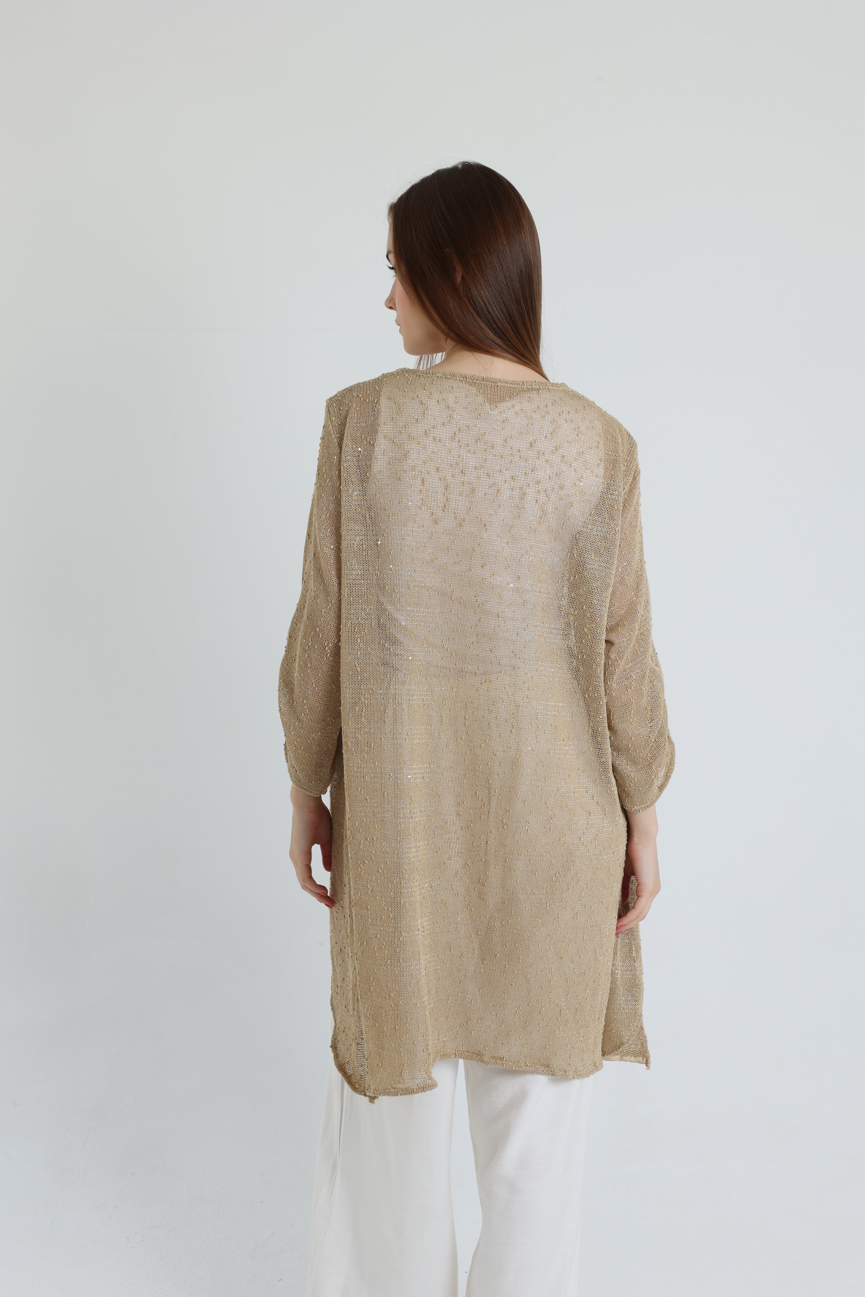 Caffe mesh high-low blouse