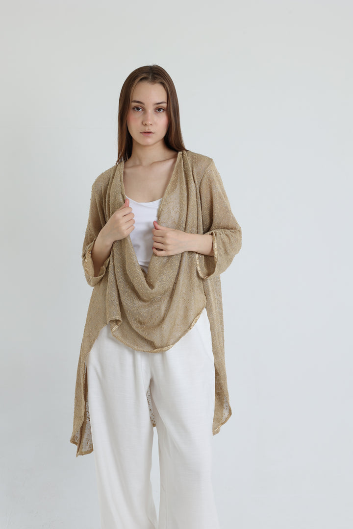 Caffe mesh high-low blouse