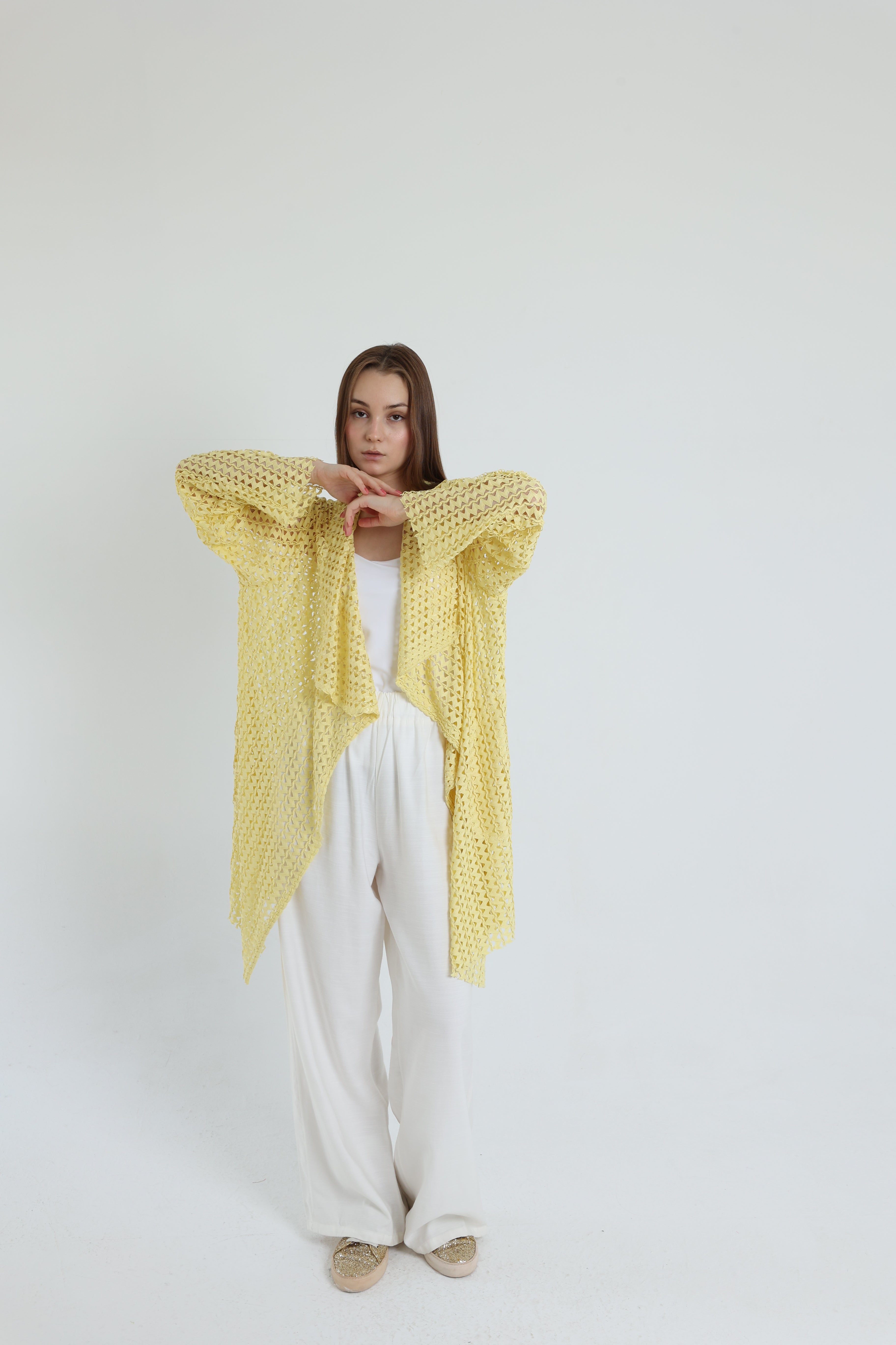 Yellow Netted Cover-up