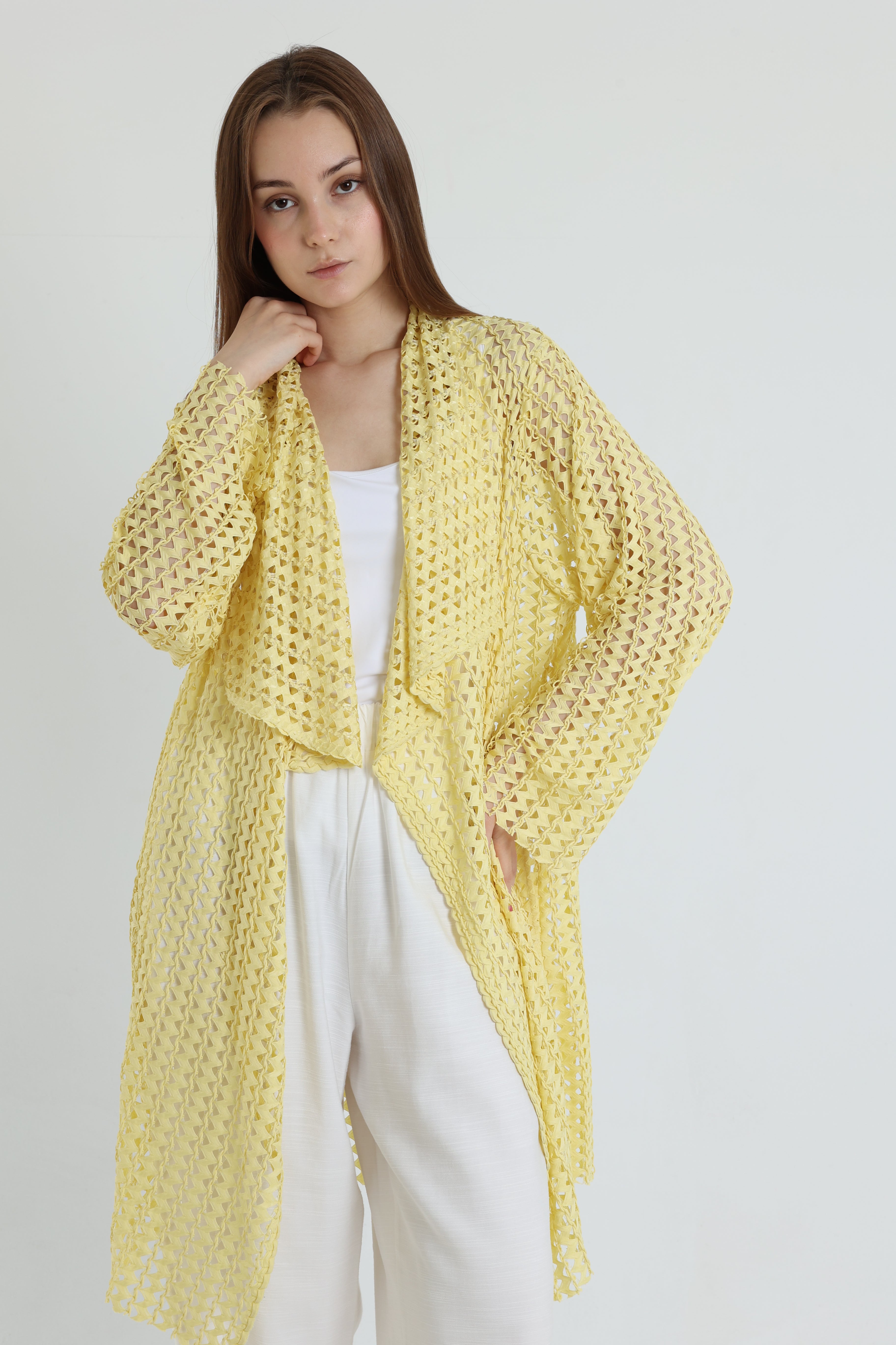 Yellow Netted Cover-up