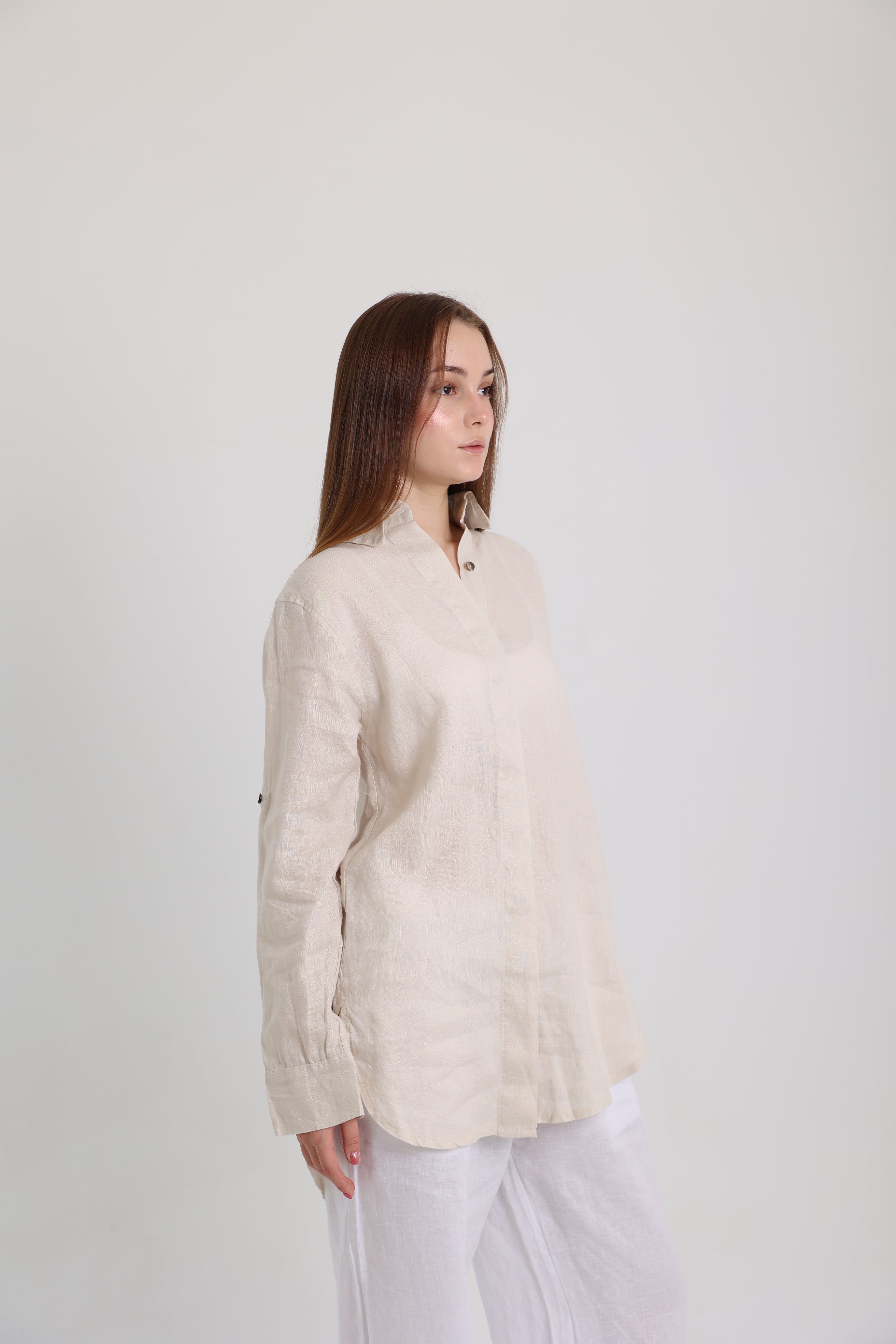 Beige Basic Linen Shirt