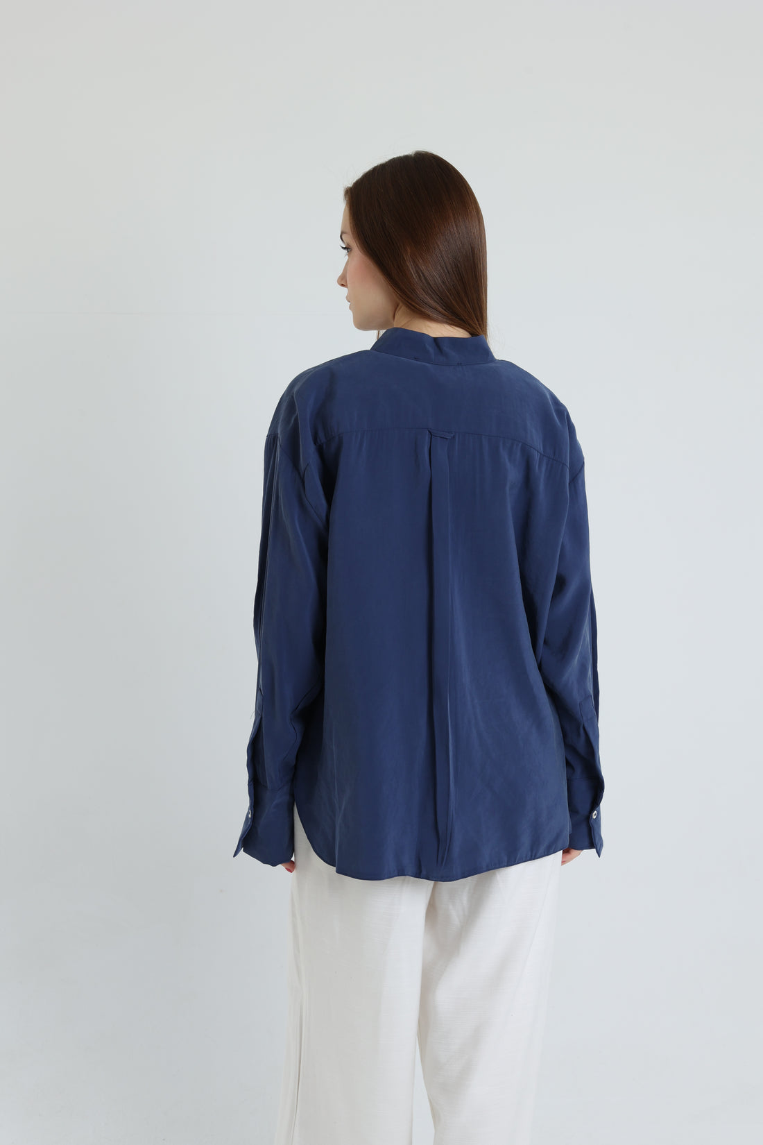 Navy blue basic suede shirt