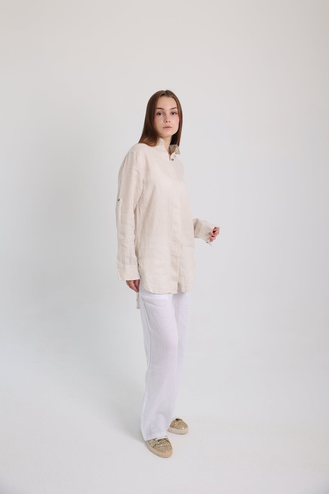 Beige Basic Linen Shirt