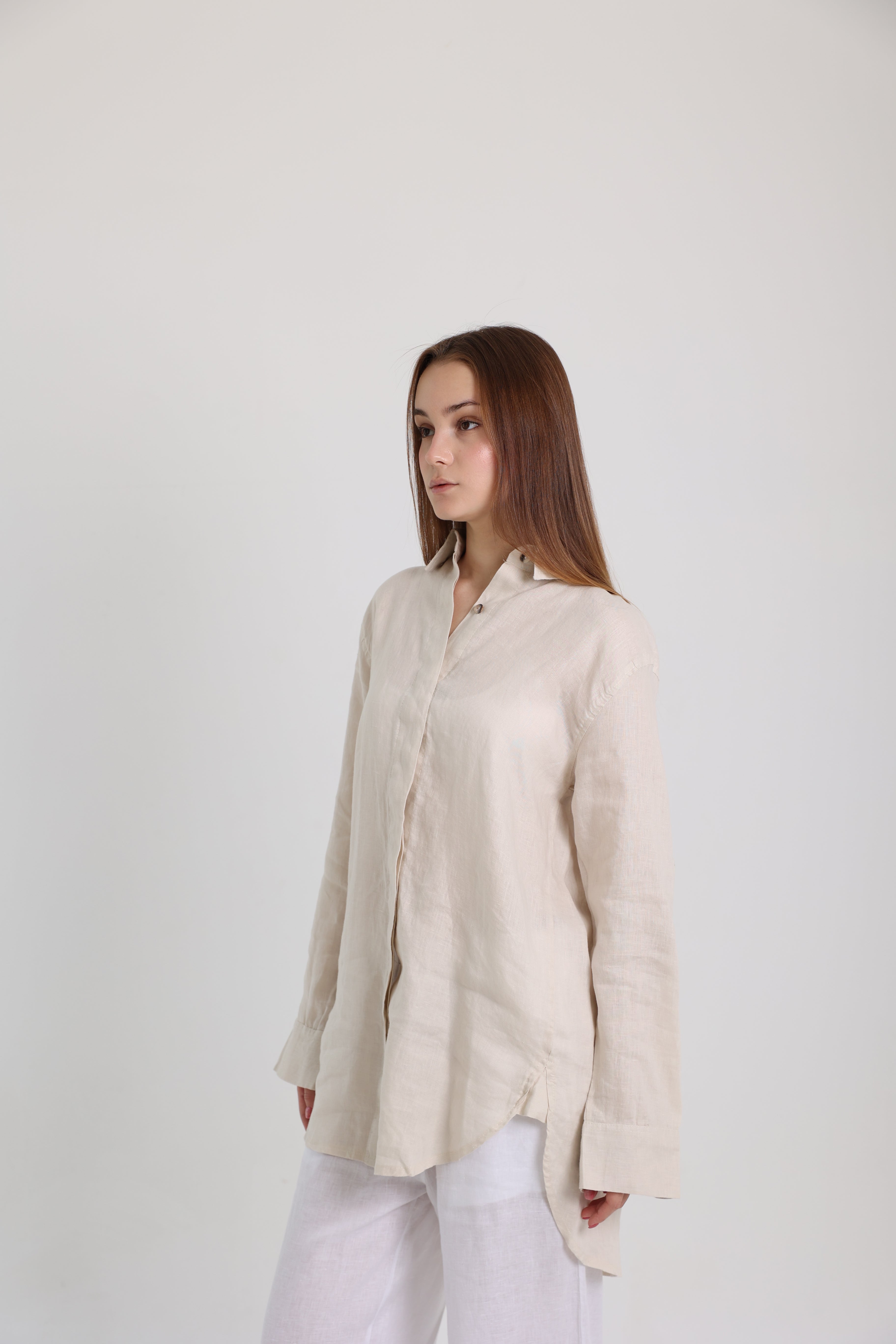 Beige Basic Linen Shirt