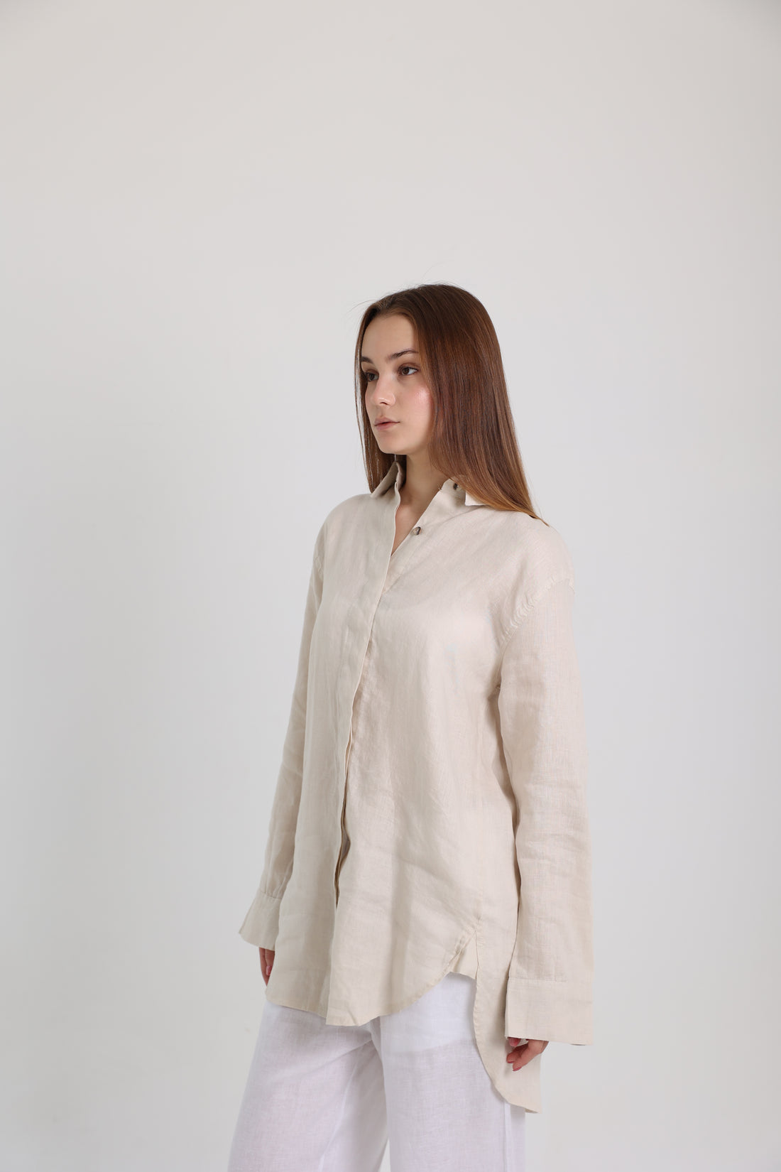 Beige Basic Linen Shirt