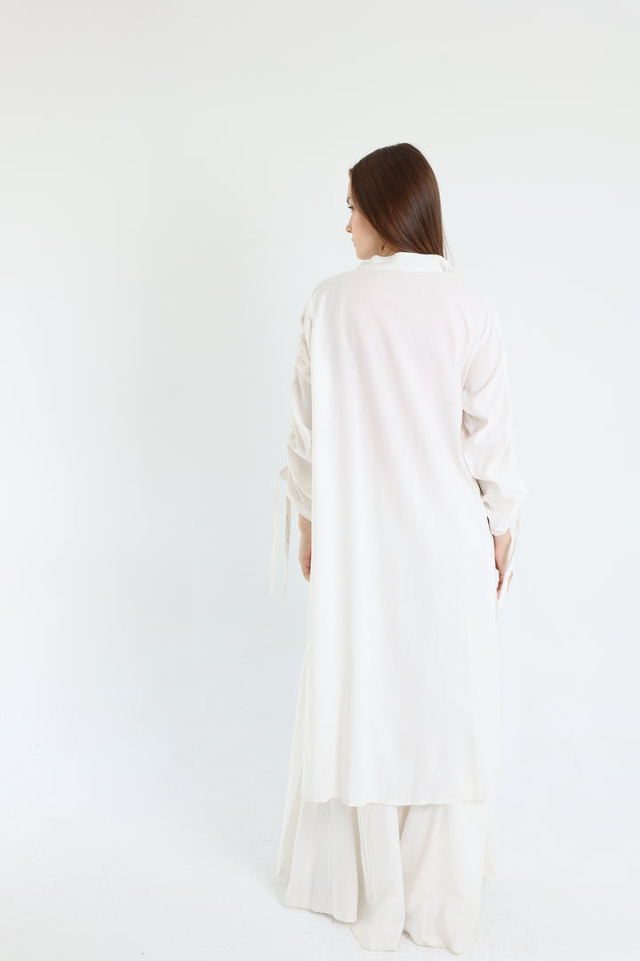 White Asymmetric Linen Blouse
