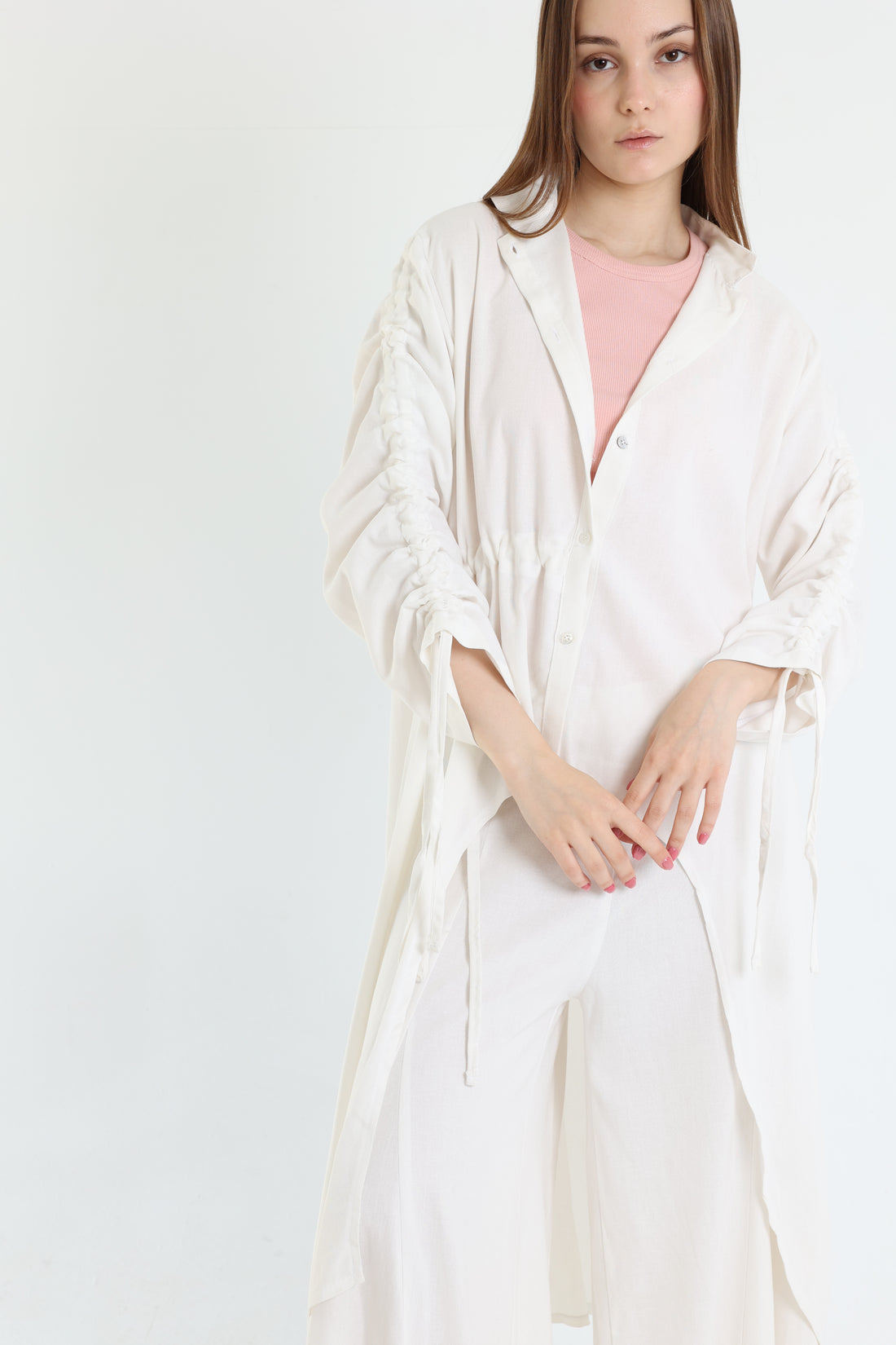 White Asymmetric Linen Blouse