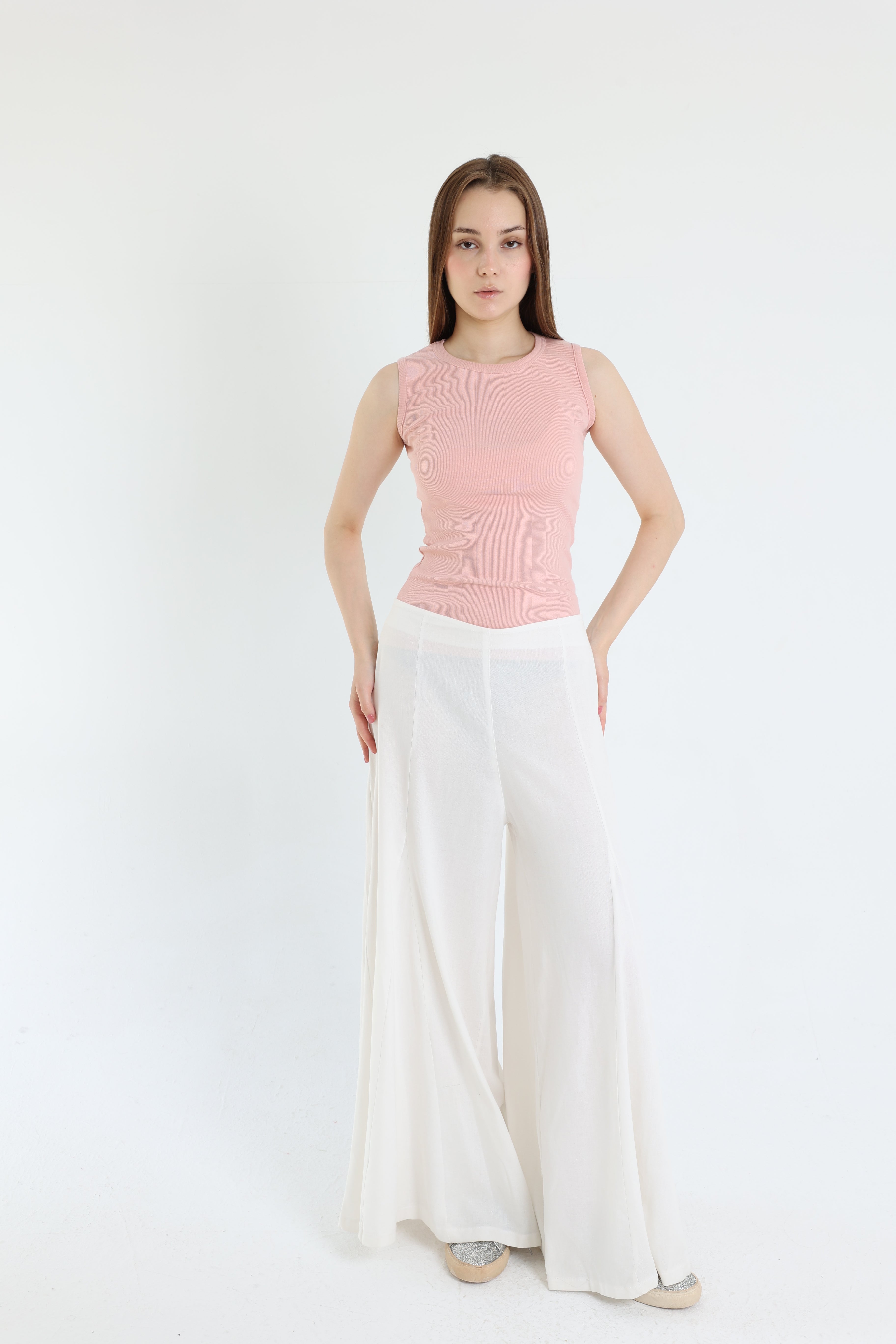 White Palazzo Linen Pants