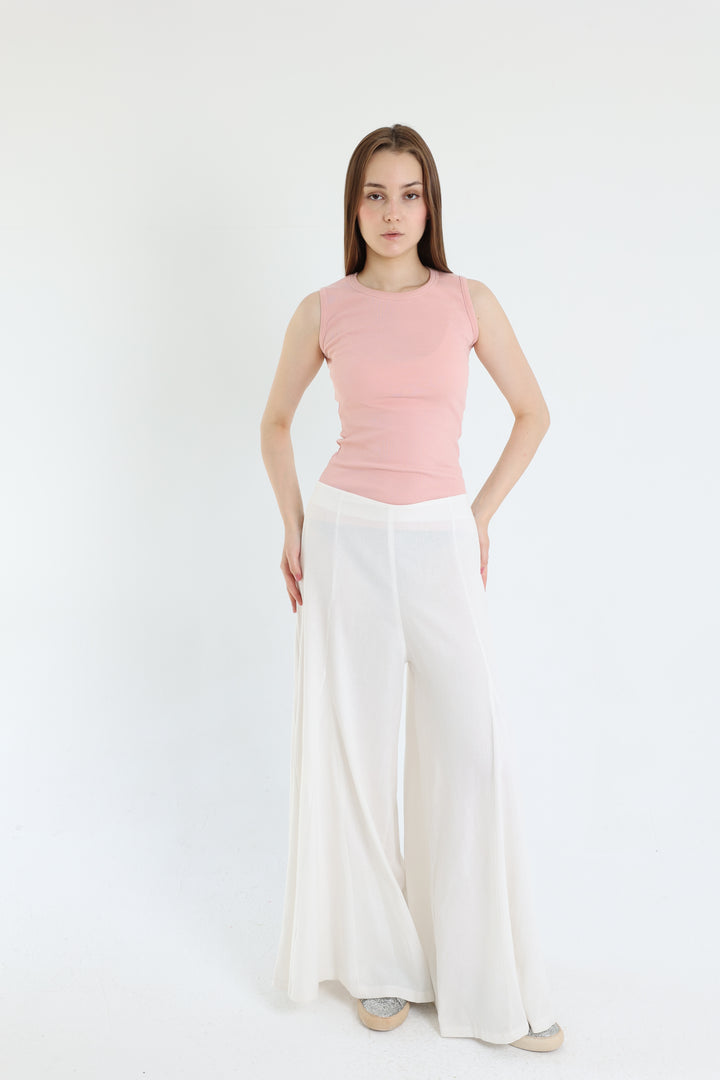 White Palazzo Linen Pants