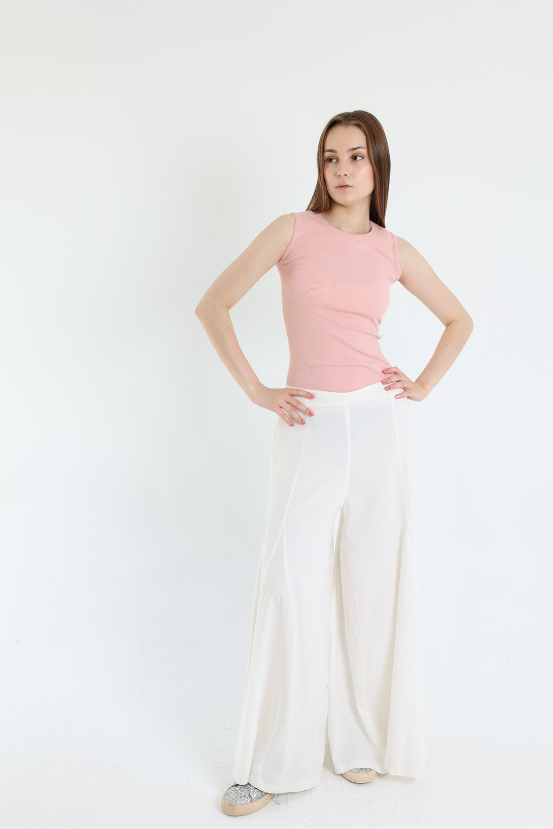 White Palazzo Linen Pants