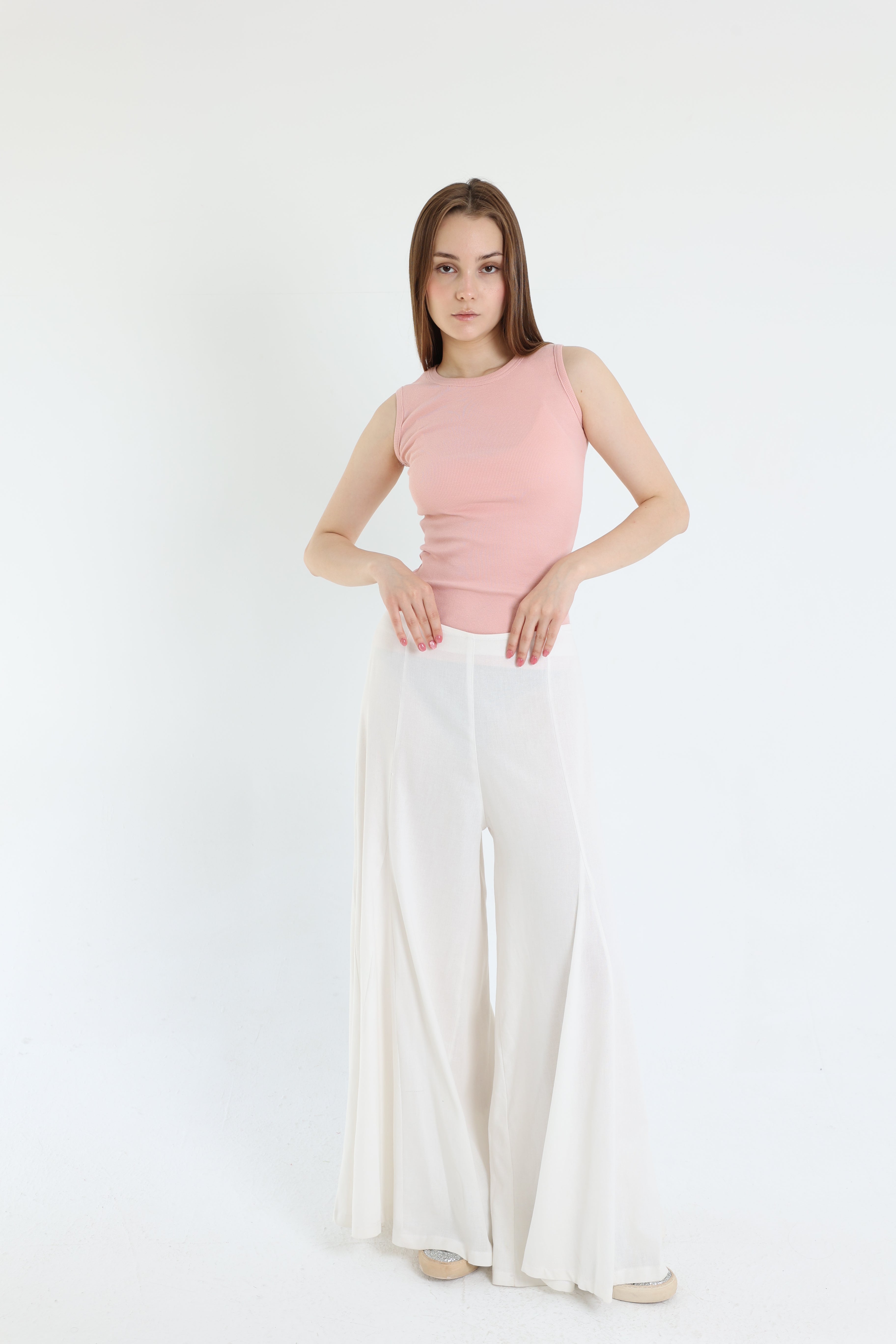 White Palazzo Linen Pants