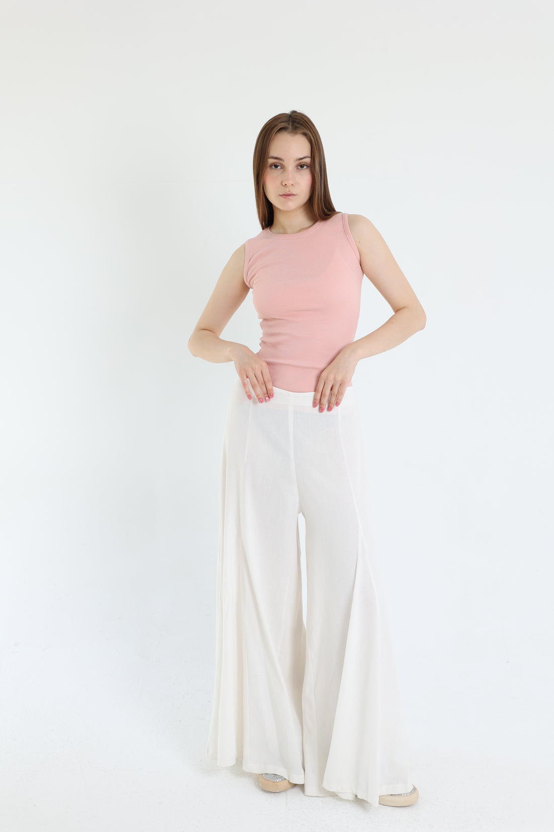 White Palazzo Linen Pants
