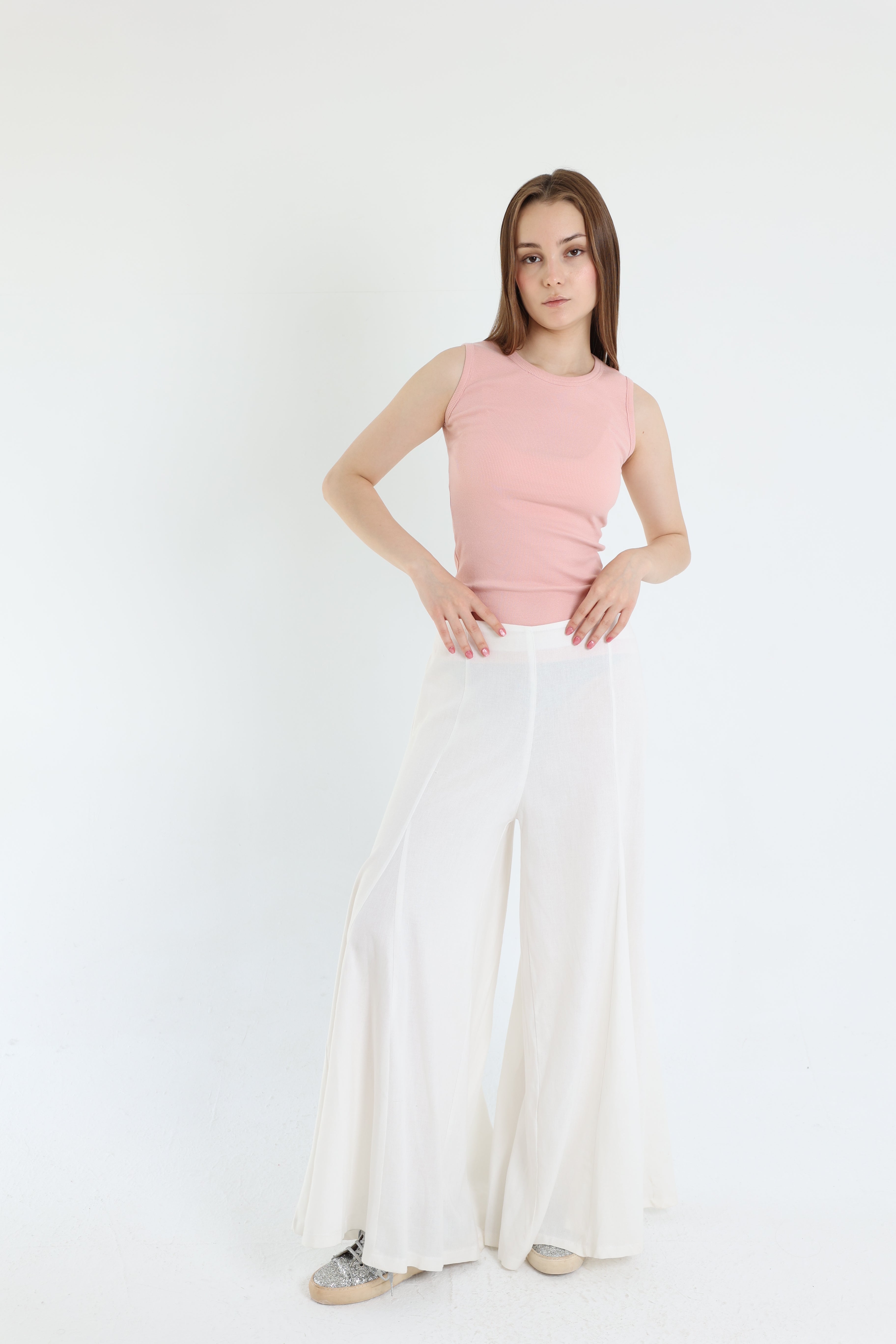 White Palazzo Linen Pants
