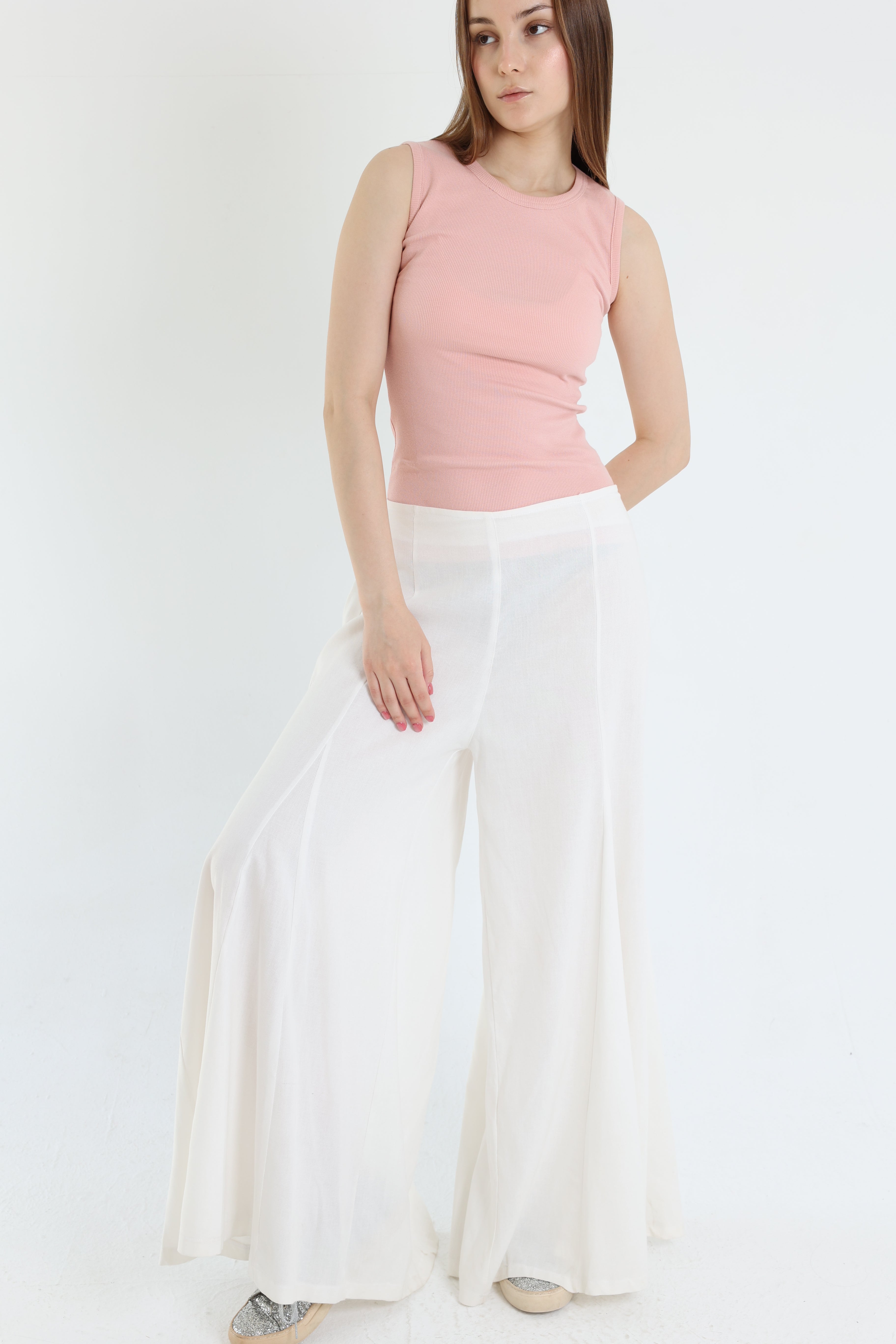 White Palazzo Linen Pants