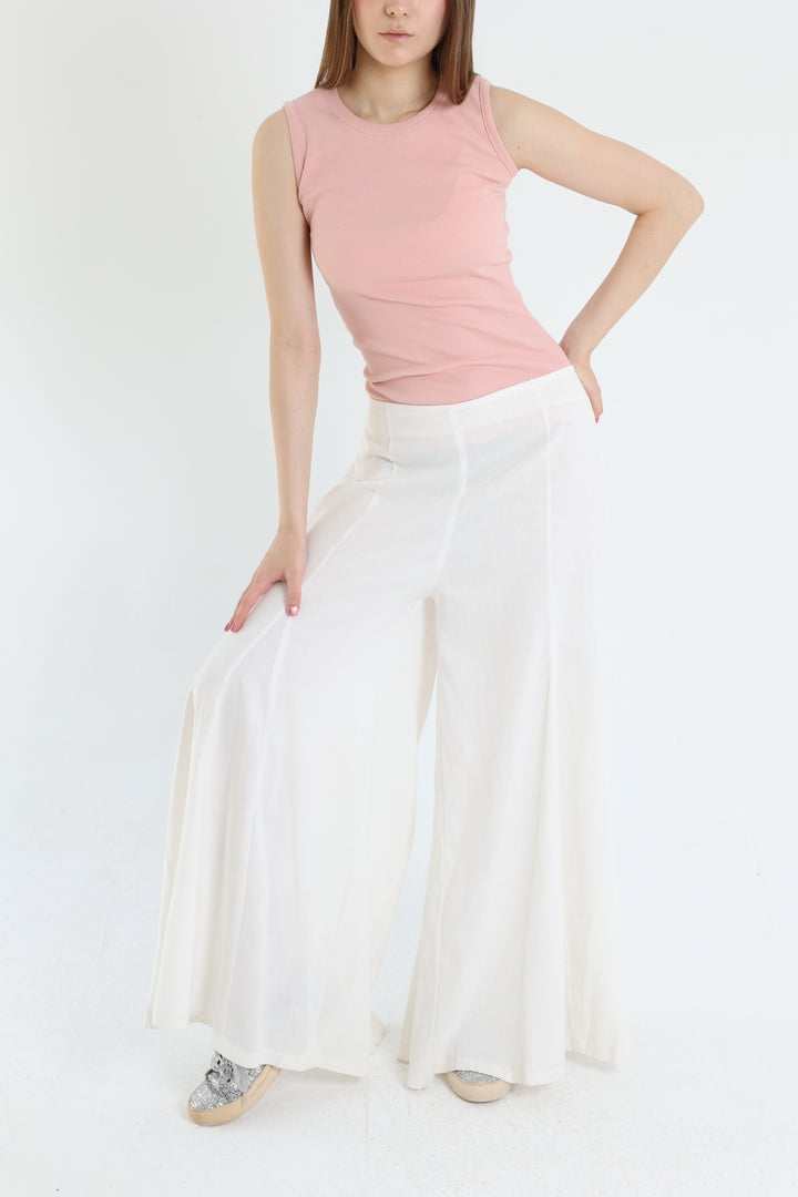 White Palazzo Linen Pants