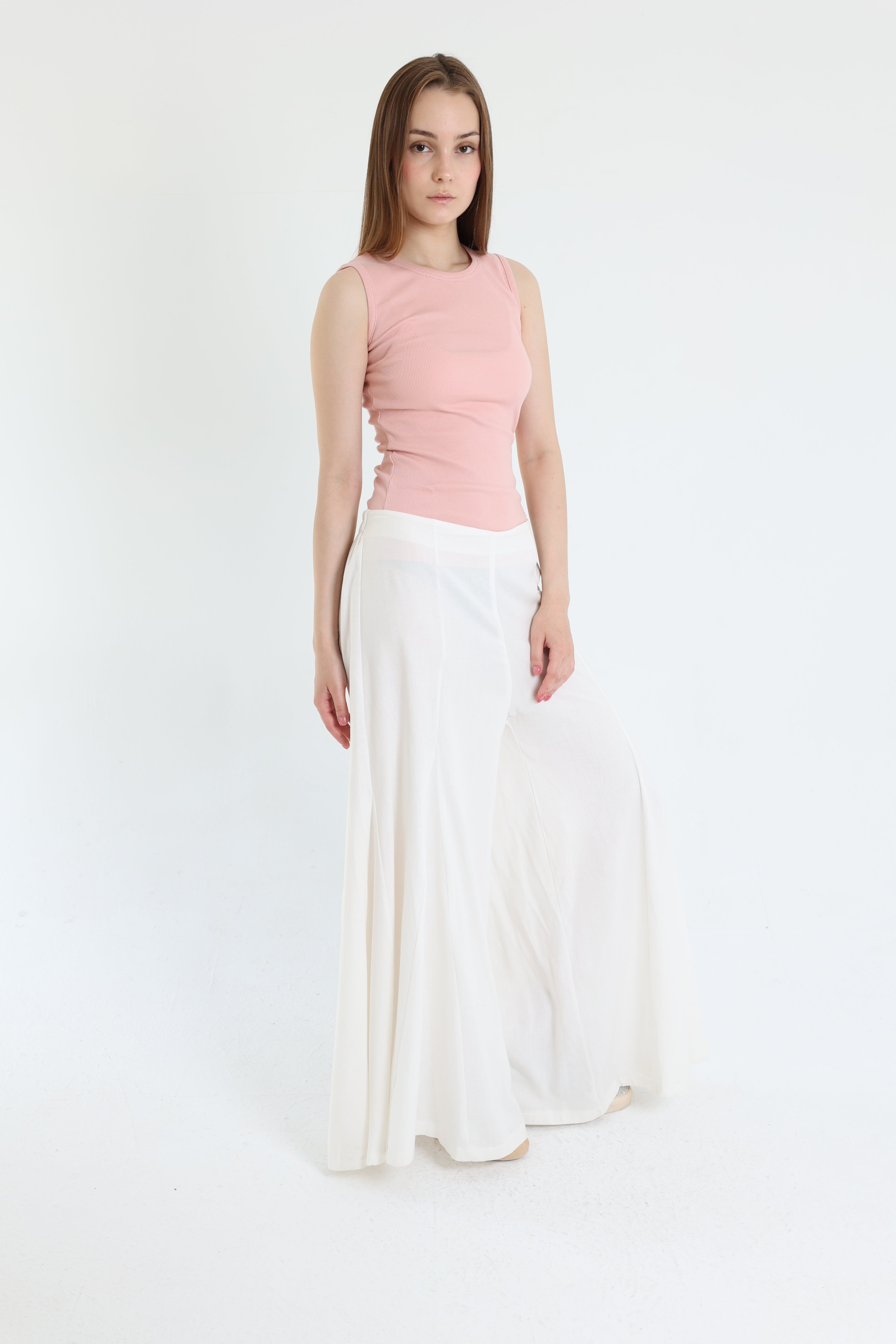 White Palazzo Linen Pants