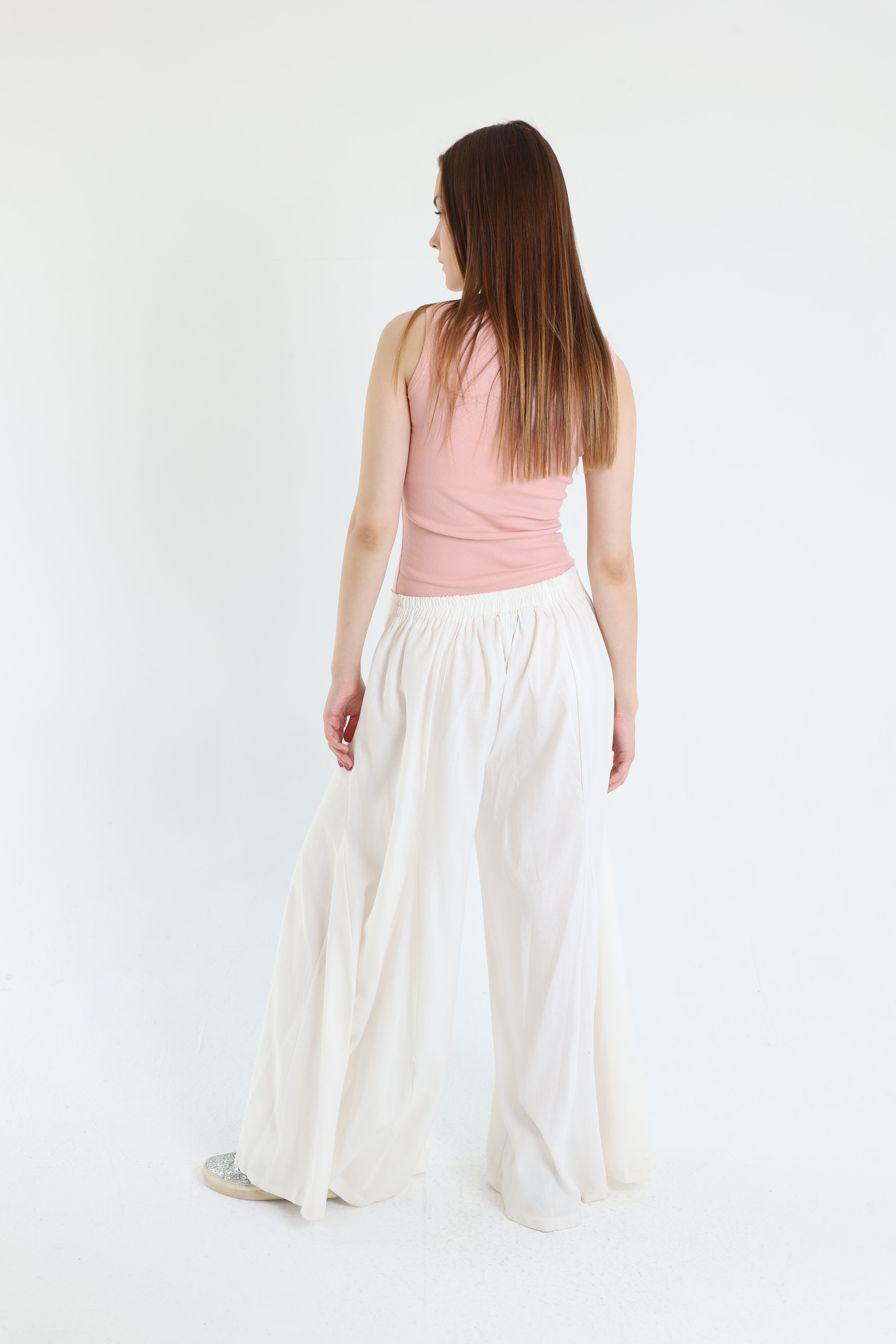 White Palazzo Linen Pants