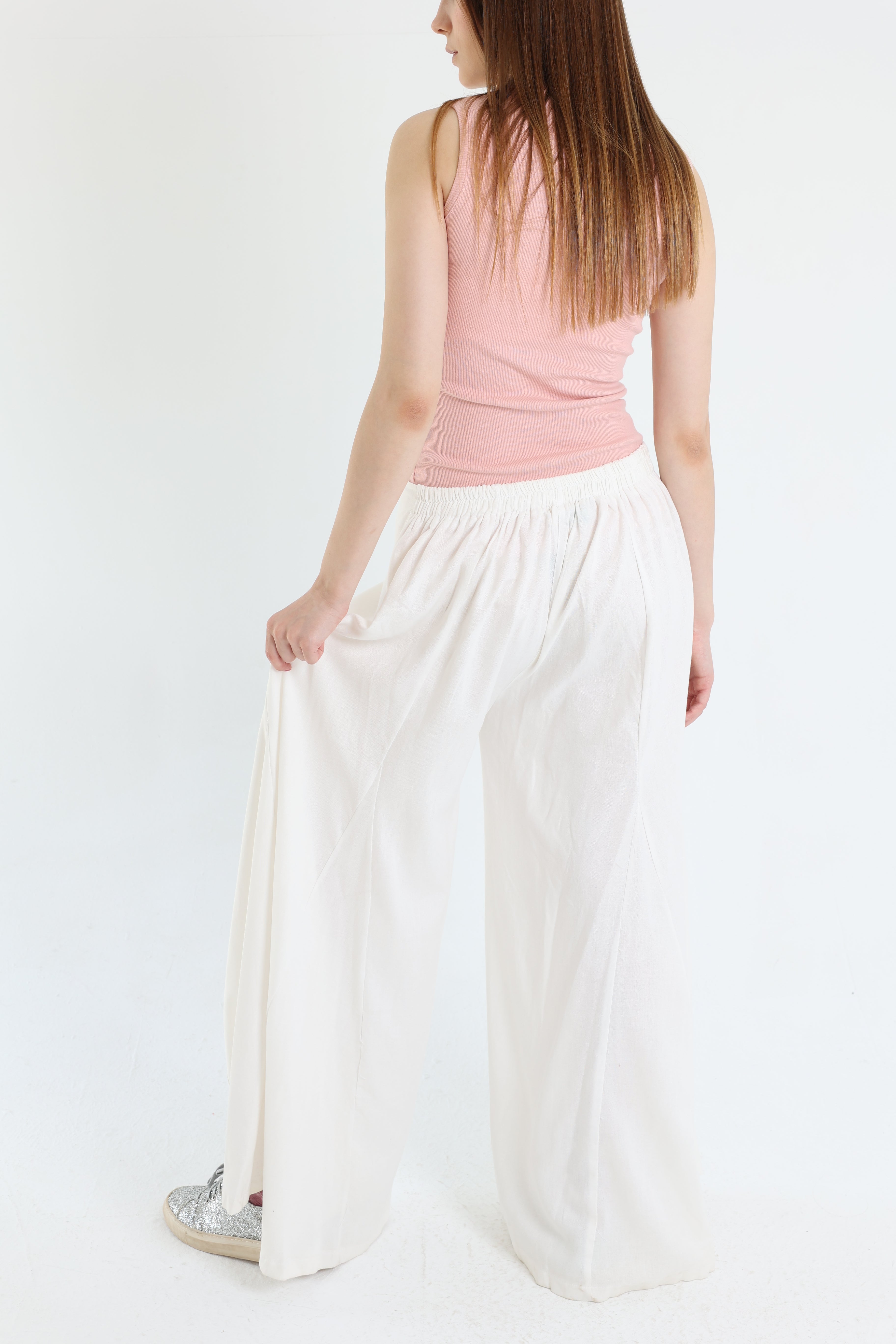 White Palazzo Linen Pants
