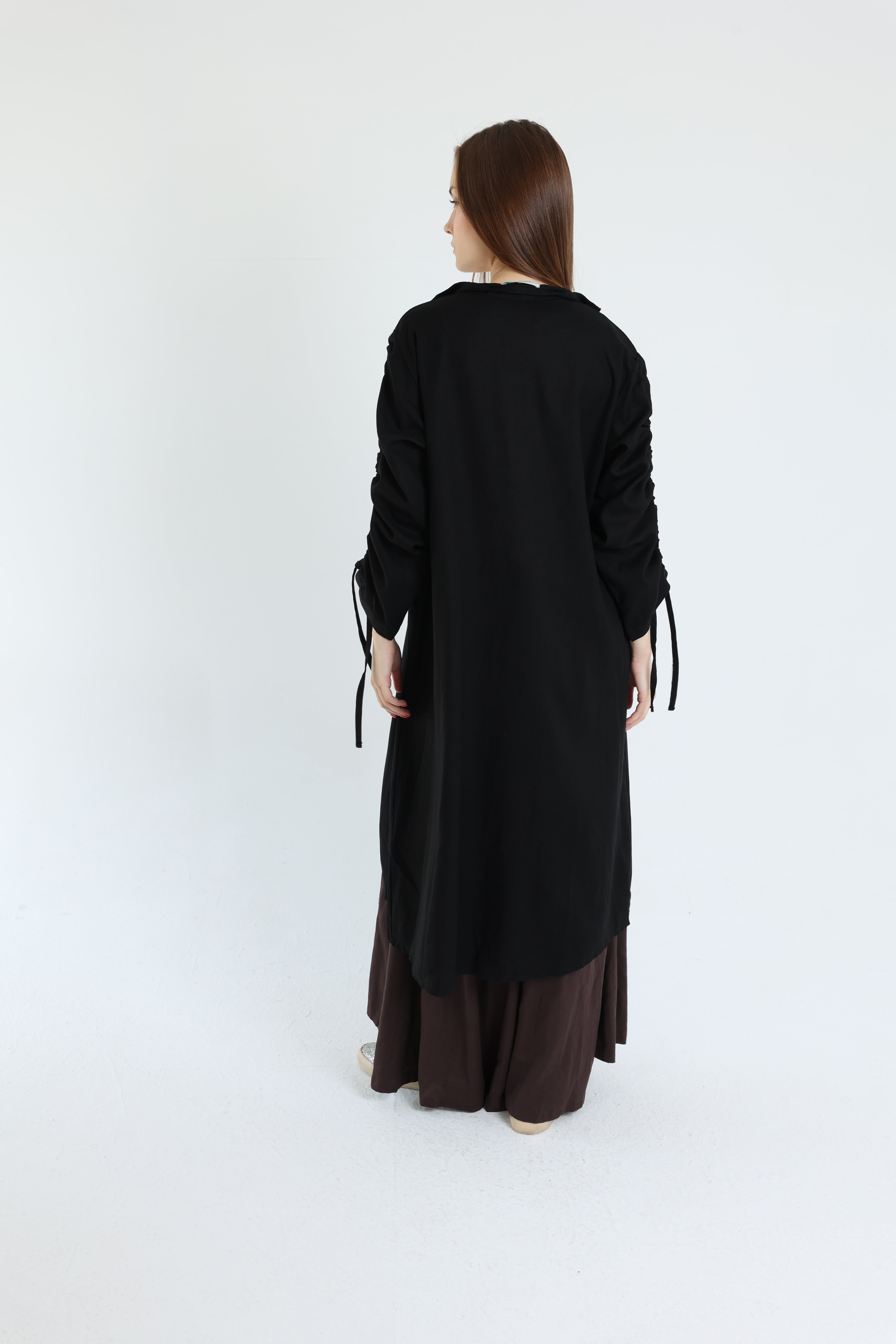 Black Asymmetric Linen Blouse