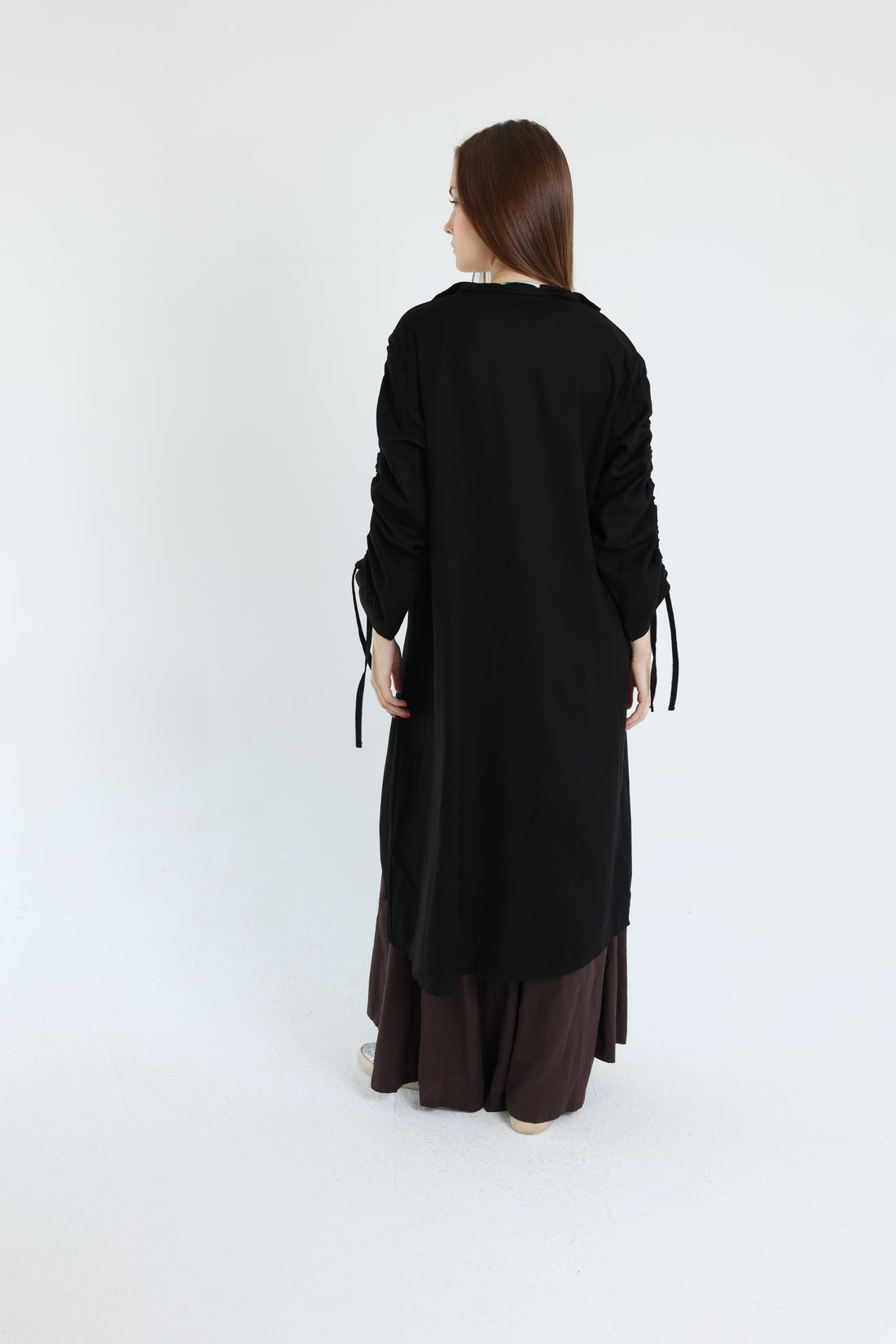 Black Asymmetric Linen Blouse