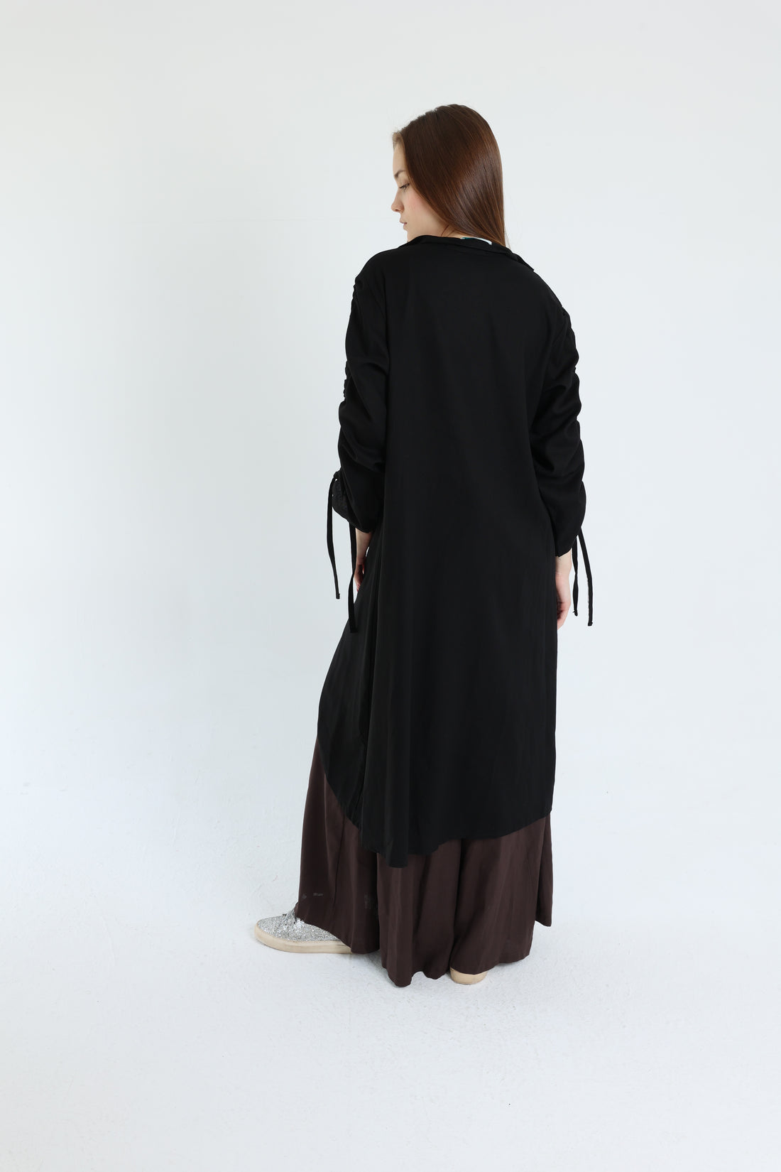 Black Asymmetric Linen Blouse