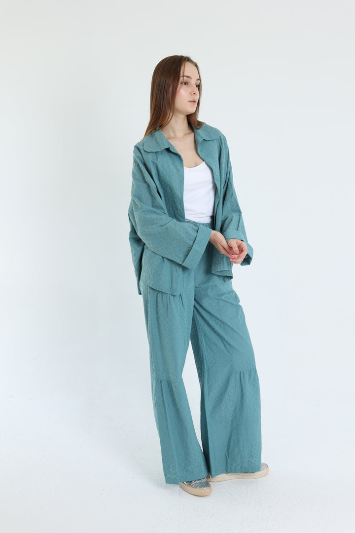 turquoise cotton emroidered set
