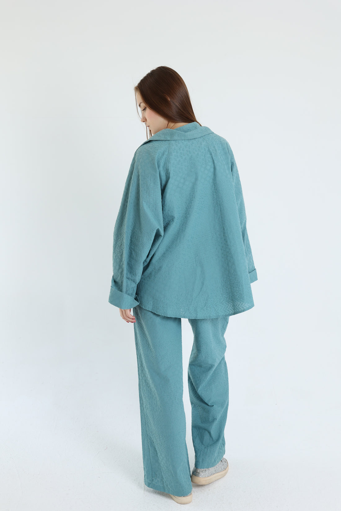 turquoise cotton emroidered set