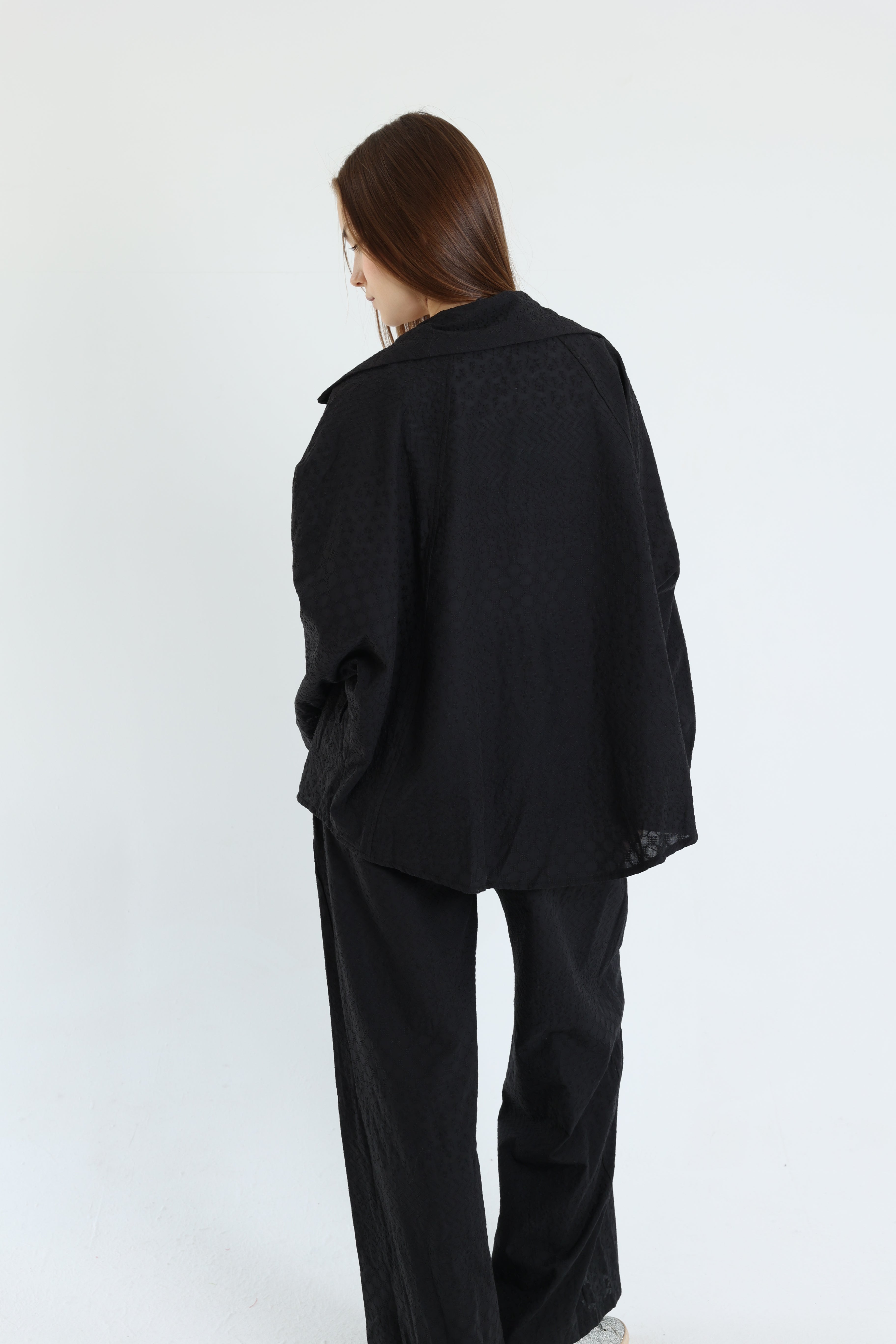 Black cotton emroidered set