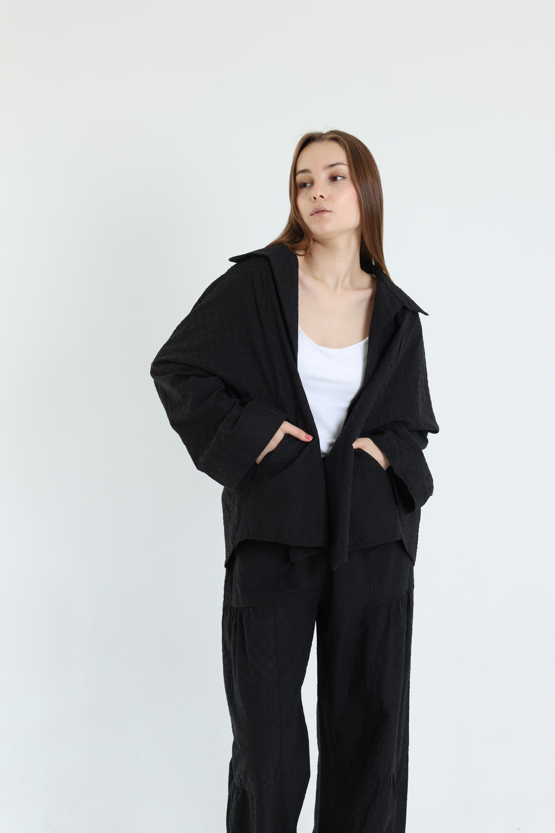 Black cotton emroidered set