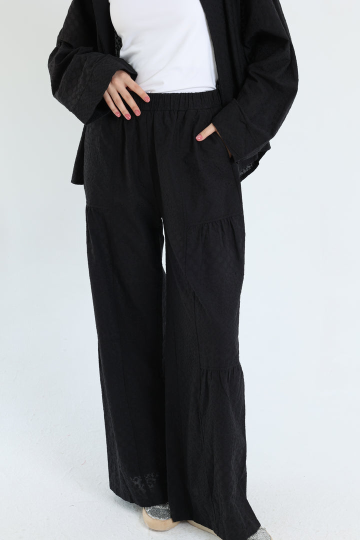 Black cotton emroidered set
