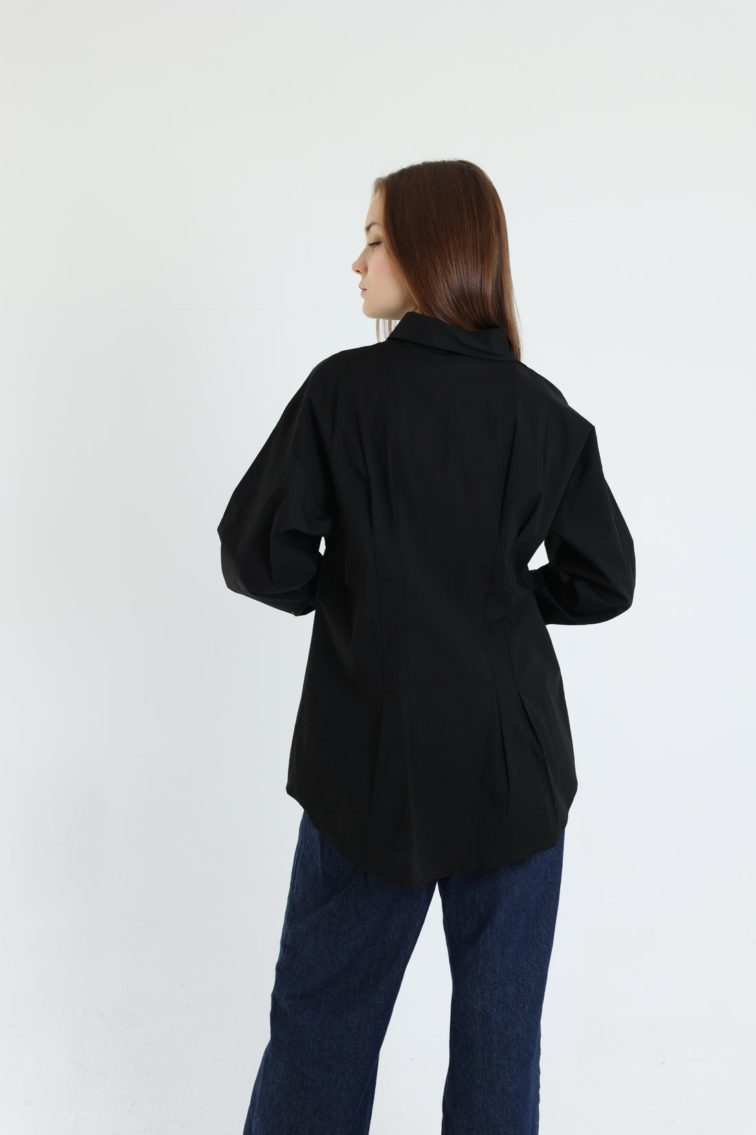 Black darted poplin shirt