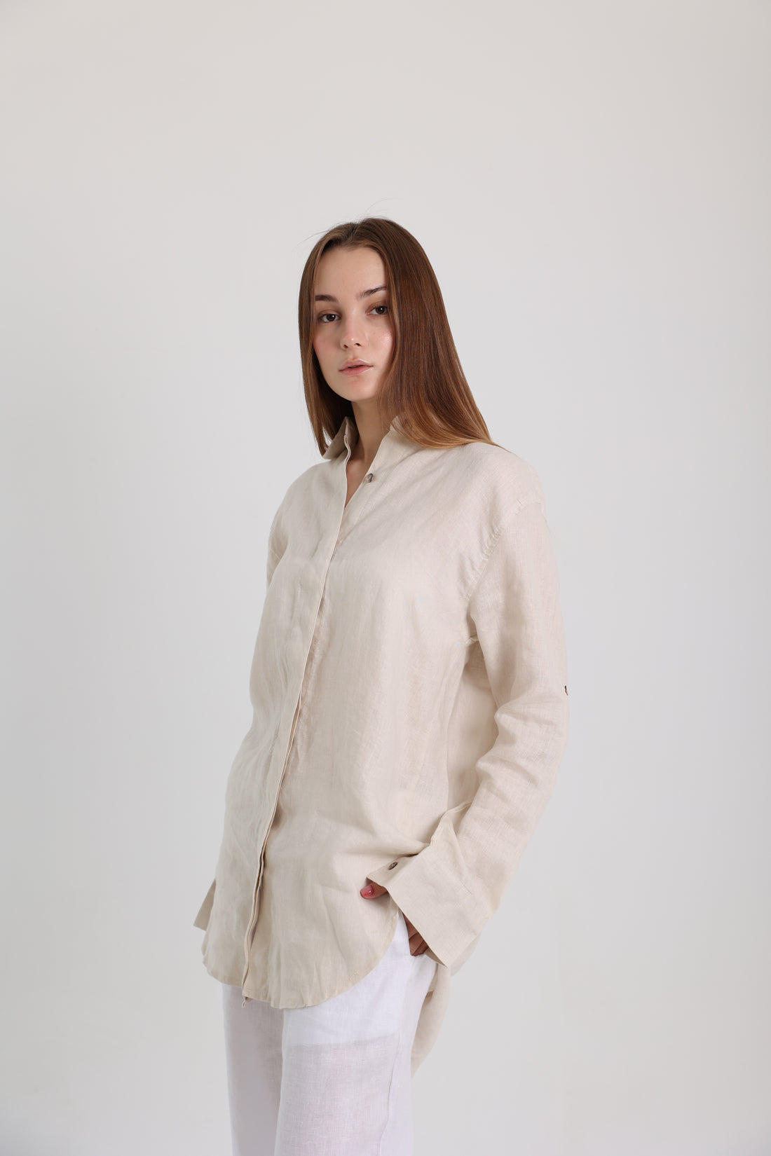 Beige Basic Linen Shirt