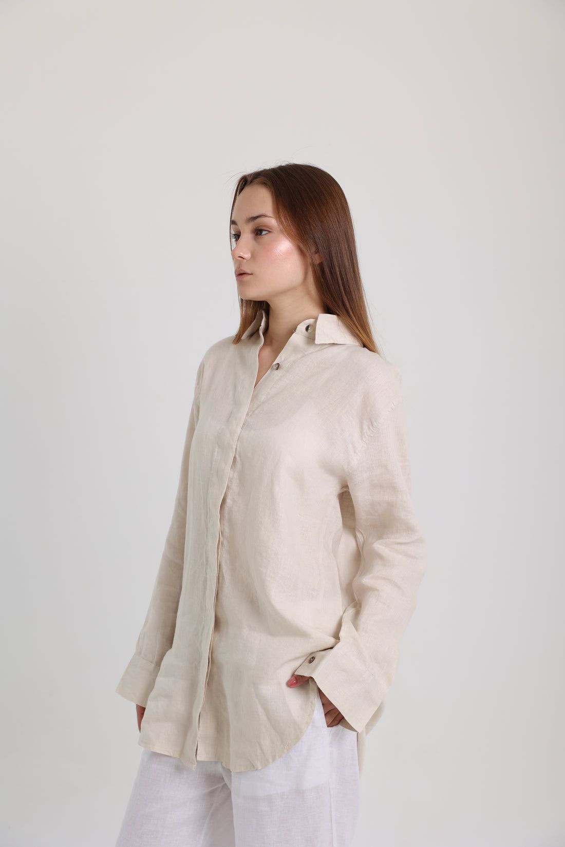 Beige Basic Linen Shirt